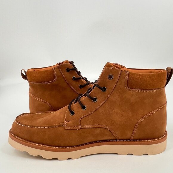 Club Room Men’s Clifton Lace-Up Moc-Toe Boots Size 13 Tan Faux Suede Memory Foam main image 14